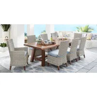 Patmos Tan 7 Pc 102 in. Rectangle Outdoor Dining Set With Steel Cushions