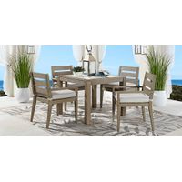 Lake Tahoe Gray 5 Pc Square Outdoor Dining Set with Beige Cushions