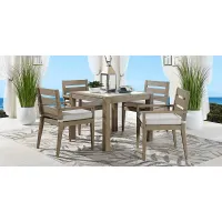 Lake Tahoe Gray 5 Pc Square Outdoor Dining Set with Seagull Cushions