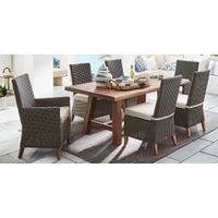 Patmos Tan 7 Pc 102 in. Rectangle Outdoor Dining Set With Twine Cushions