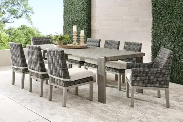 Montecello Gray 9 Pc Outdoor Dining Set with Twine Cushions