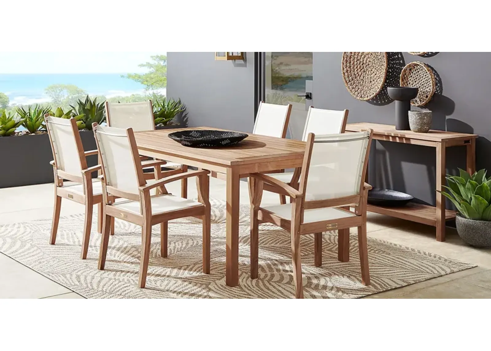 Pleasant Bay Teak 7 Pc Rectangle Outdoor Dining Set