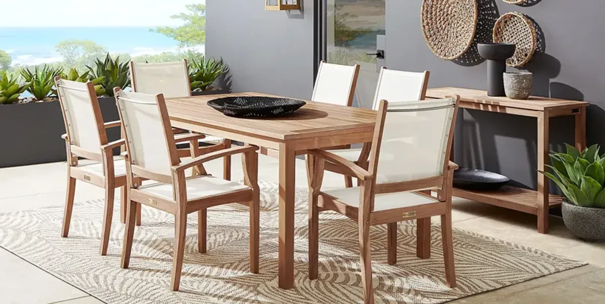 Pleasant Bay Teak 7 Pc Rectangle Outdoor Dining Set