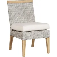Hamptons Cove Gray Outdoor Side Chair with Flax Cushion
