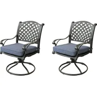 Outdoor Baudouin I Blue Swivel Side Chair, Set of 2