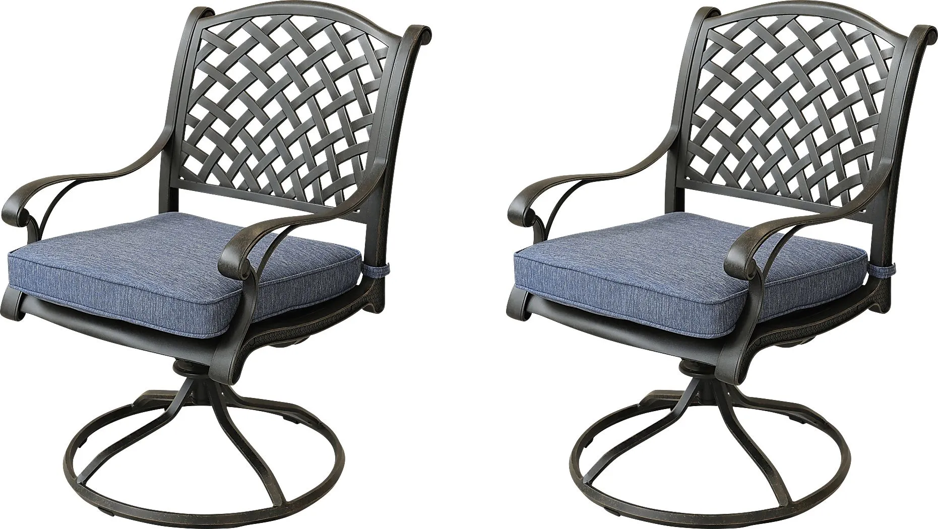 Outdoor Baudouin I Blue Swivel Side Chair, Set of 2