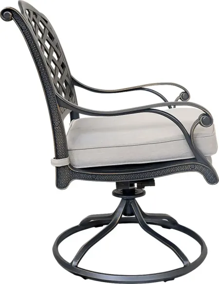 Outdoor Baudouin I Beige Swivel Side Chair, Set of 2
