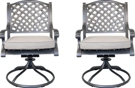 Outdoor Baudouin I Beige Swivel Side Chair, Set of 2