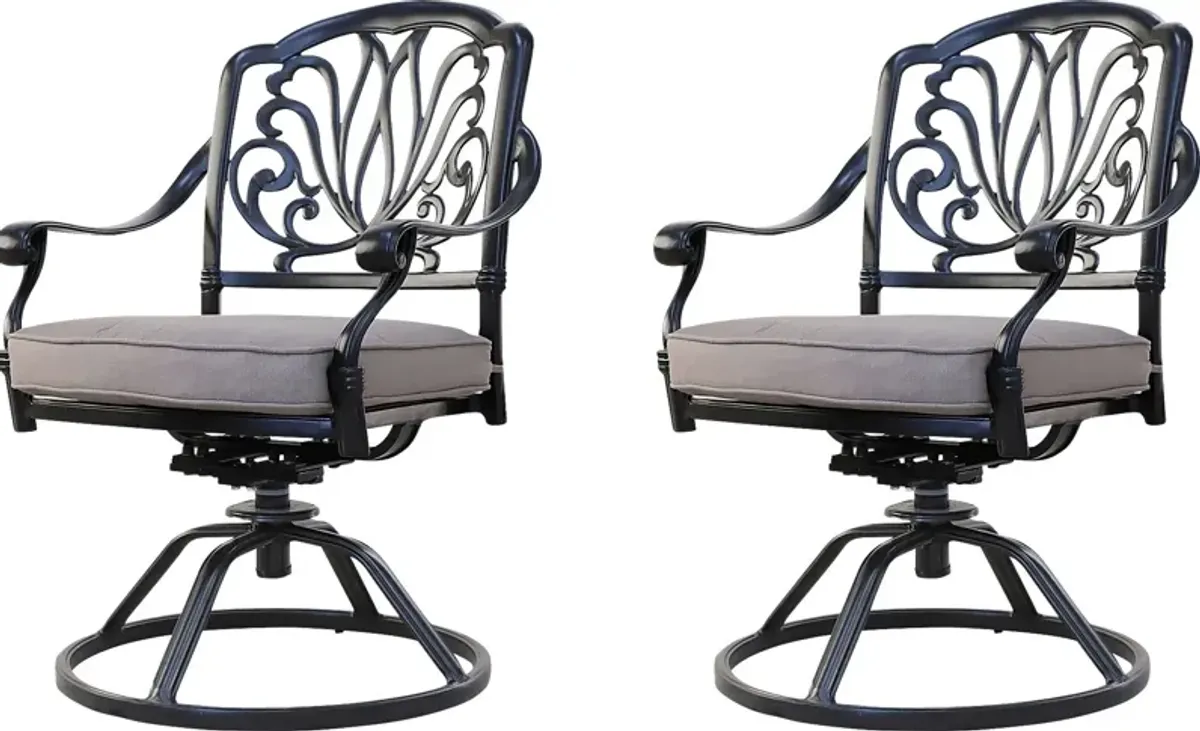 Outdoor Aurorette II Beige Swivel Side Chair, Set of 2