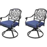 Outdoor Aurorette II Navy Swivel Side Chair, Set of 2