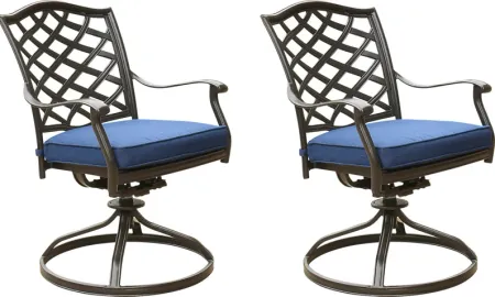 Outdoor Cyrielle II Navy Swivel Side Chair, Set of 2