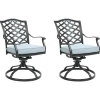 Outdoor Cyrielle II Light Blue Swivel Side Chair, Set of 2