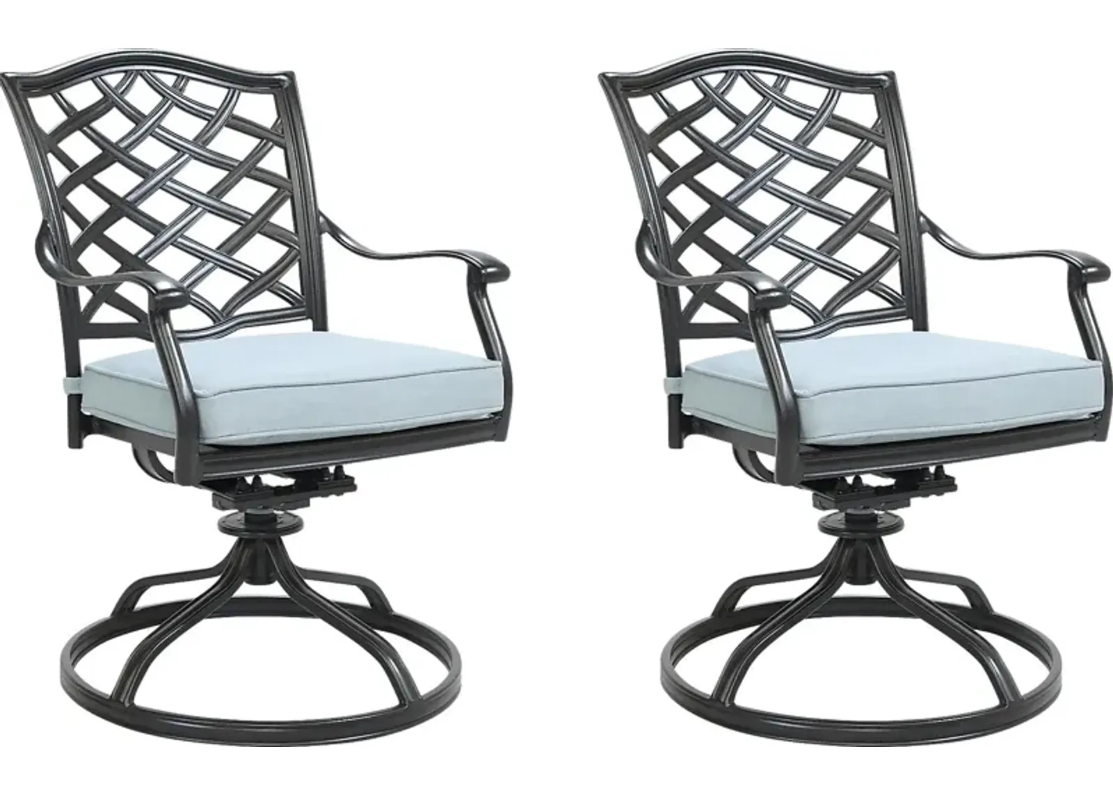 Outdoor Cyrielle II Light Blue Swivel Side Chair, Set of 2