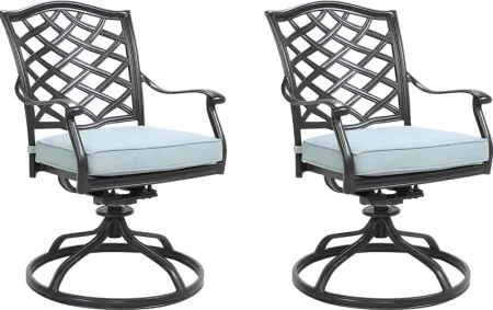 Outdoor Cyrielle II Light Blue Swivel Side Chair, Set of 2
