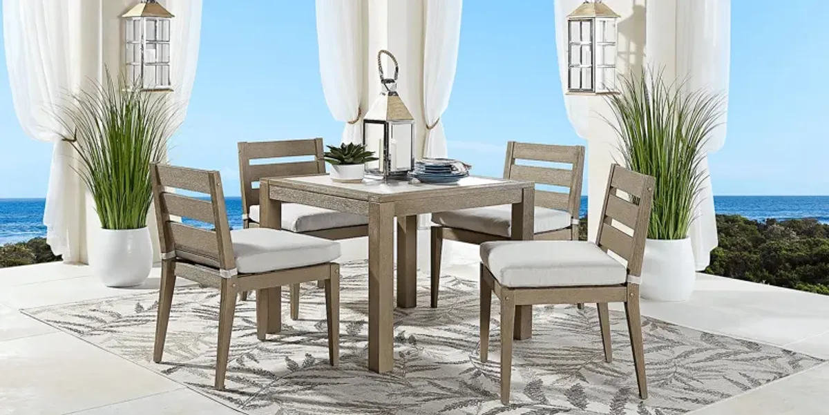 Lake Tahoe Gray 5 Pc Square Outdoor Dining Set with Seagull Cushions