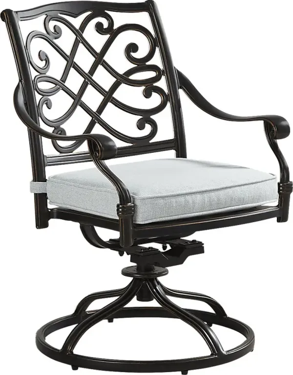 Carina Bronze Outdoor Swivel Rocker Chair with Sky Cushion