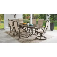 Bermuda Breeze Aged Bronze 7 Pc Outdoor 78 in. Oval Dining Set with Sling Chairs