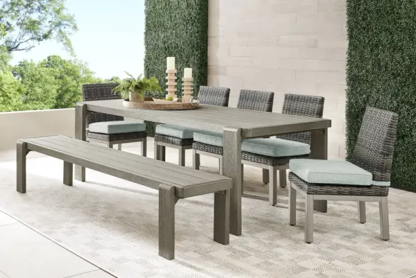 Montecello Gray 7 Pc Outdoor Dining Set with Mist Cushions