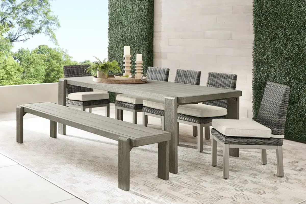 Montecello Gray 7 Pc Outdoor Dining Set with Twine Cushions