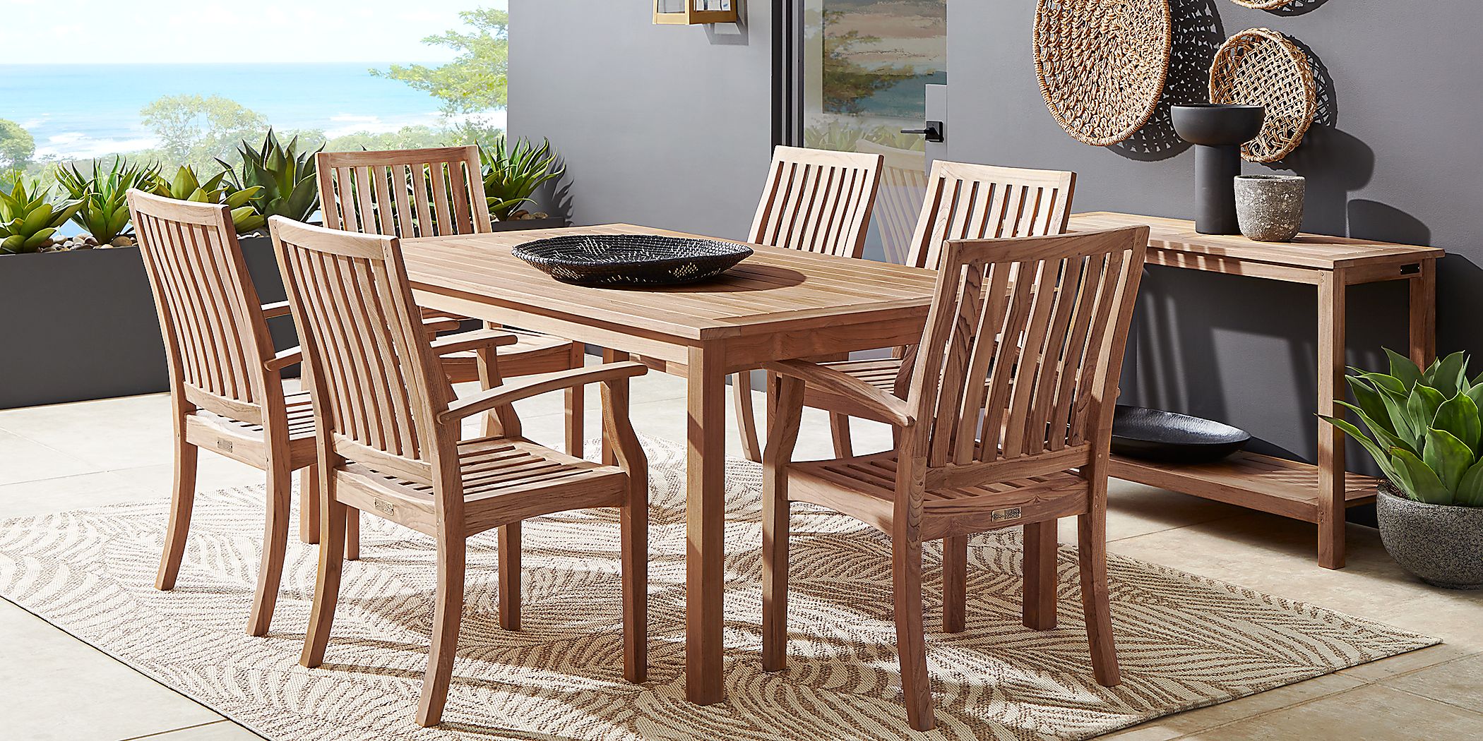 Pleasant Bay Teak 7 Pc Rectangle Outdoor Dining Set