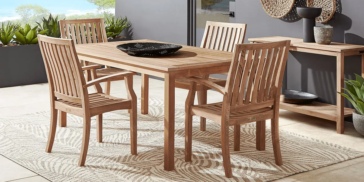 Pleasant Bay Teak 7 Pc Rectangle Outdoor Dining Set