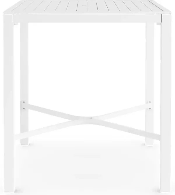 Solana White 3 Pc Outdoor Bar Height Dining Set with Swivel Stools