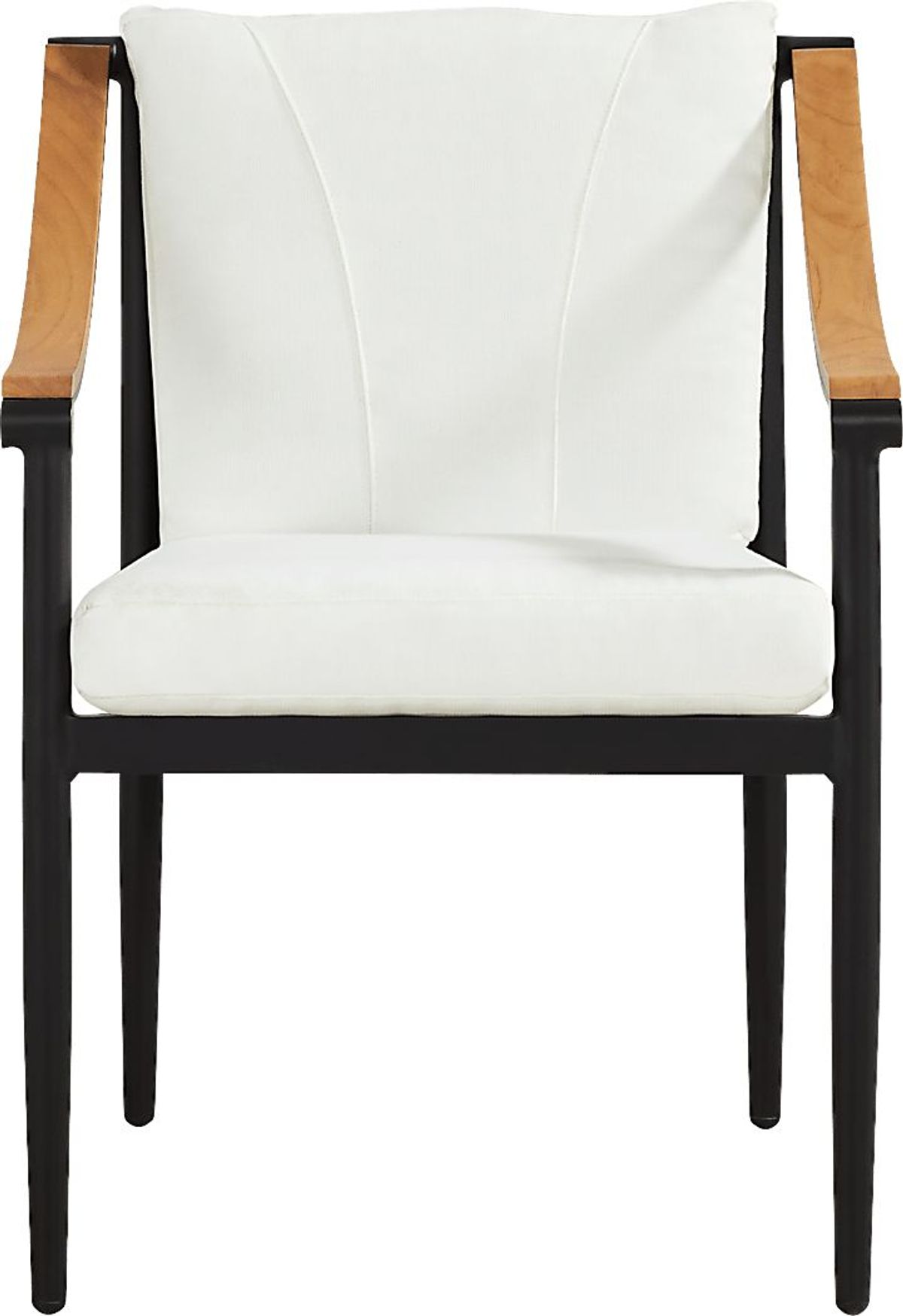 Harlowe Black Outdoor Arm Chair with White Cushions