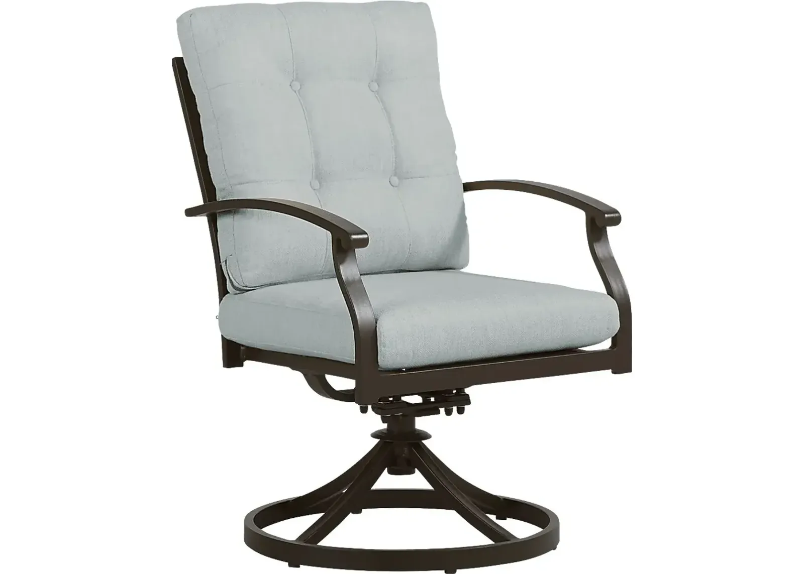 Lake Breeze Aged Bronze Outdoor Swivel Dining Chair with Mist Cushions