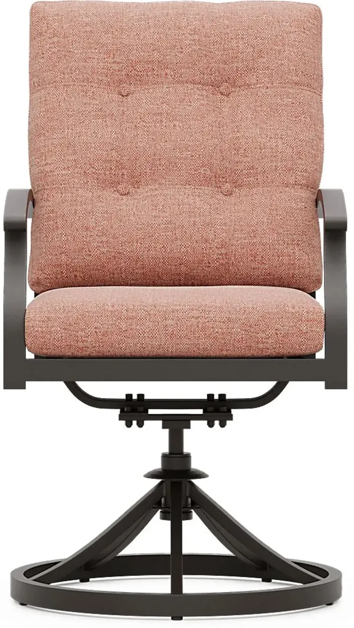 Lake Breeze Aged Bronze Outdoor Swivel Dining Chair with Terracotta Cushions