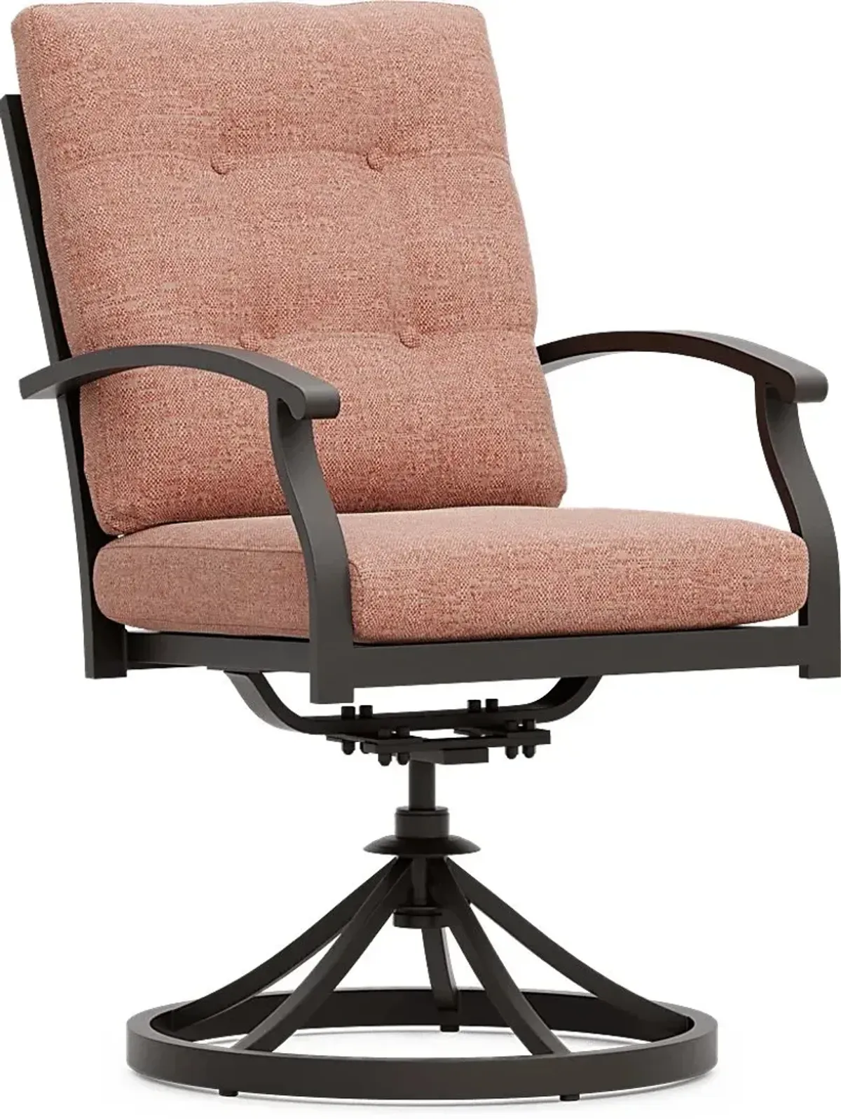 Lake Breeze Aged Bronze Outdoor Swivel Dining Chair with Terracotta Cushions