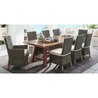 Patmos Tan 9 Pc 102 in. Rectangle Outdoor Dining Set With Twine Cushions