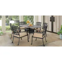 Lake Como Antique Bronze 7 Pc Oval Outdoor Dining Set with Malt Cushions