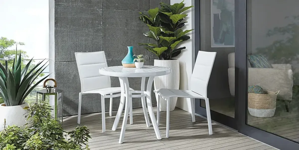 Solana White 3 Pc Outdoor Dining Set