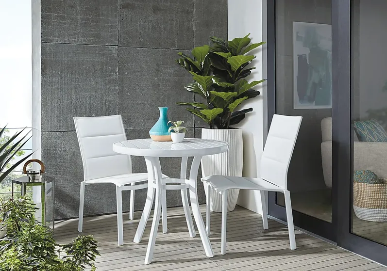 Solana White 3 Pc Outdoor Dining Set