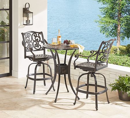 Lake Como Antique Bronze 3 Pc 30 in. Round Outdoor Bar Height Dining Set