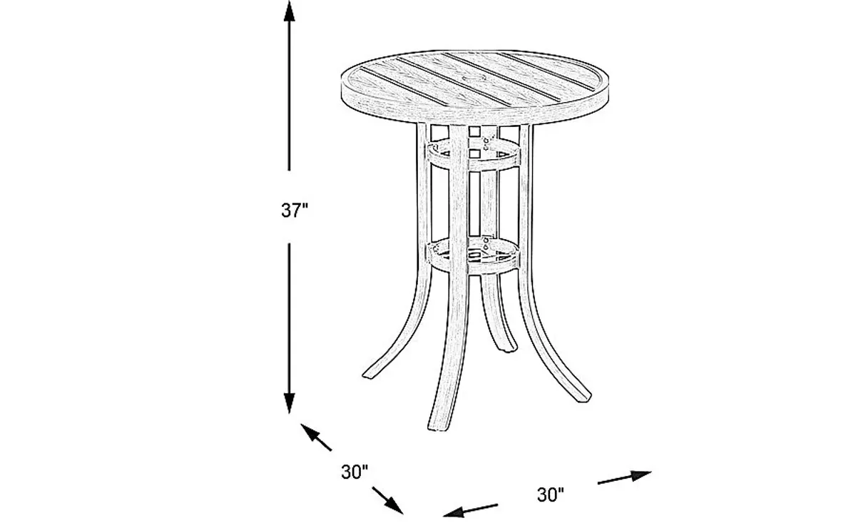 Siesta Key Gray 30" Round Balcony Height Outdoor Dining Table with Umbrella Hole