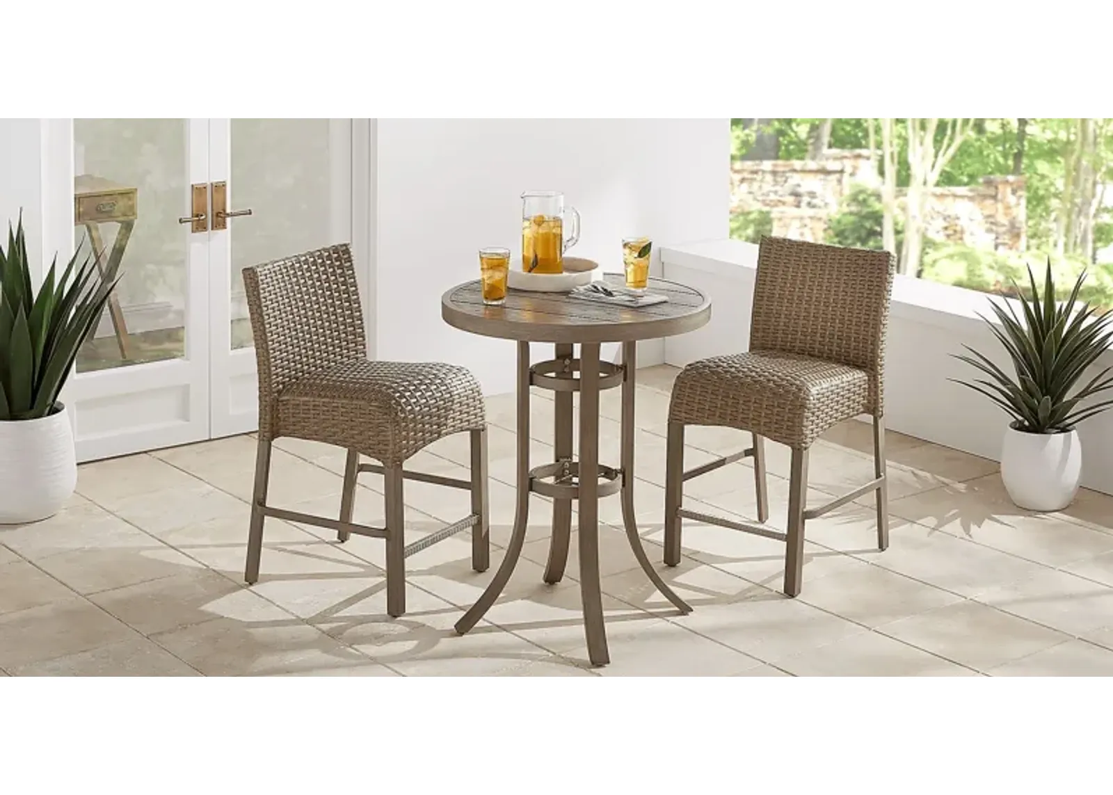 Siesta Key Gray 3 Pc 30"" Round Balcony Height Outdoor Dining Set