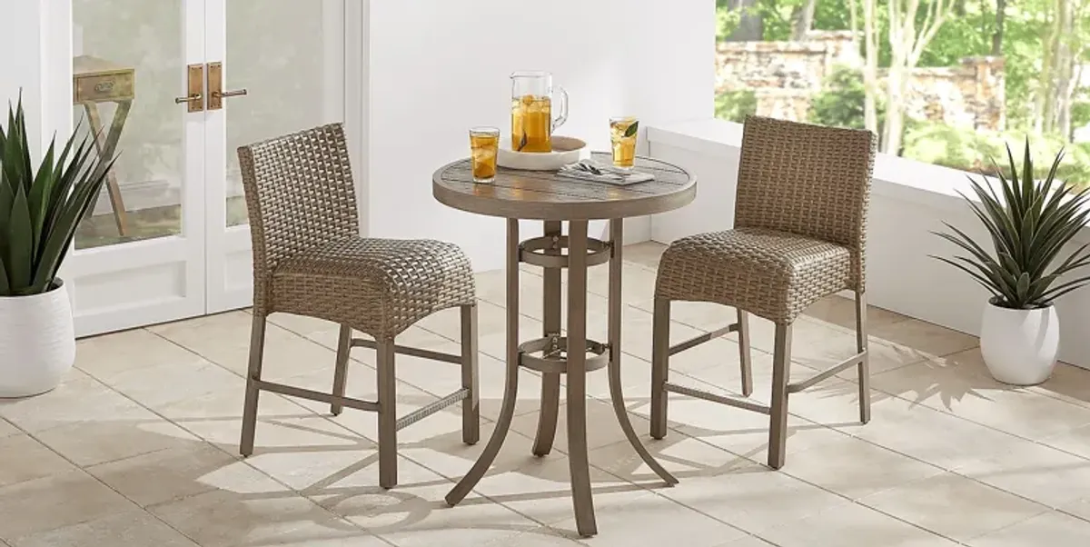 Siesta Key Gray 3 Pc 30"" Round Balcony Height Outdoor Dining Set