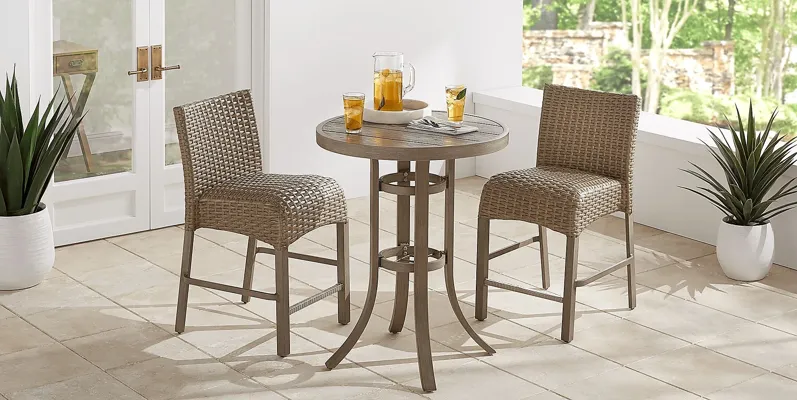 Siesta Key Gray 3 Pc 30" Round Balcony Height Outdoor Dining Set