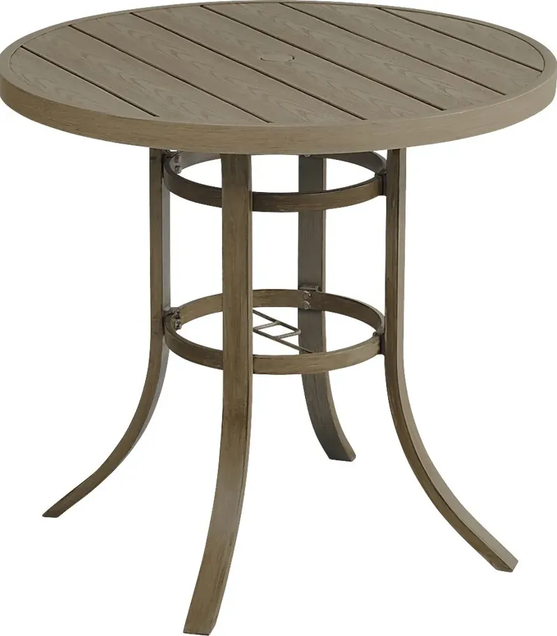 Siesta Key Gray 40"" Round Balcony Height Outdoor Dining Table with Umbrella Hole