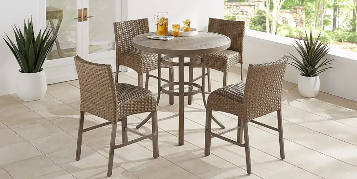 Siesta Key Gray 5 Pc 40"" Round Balcony Height Outdoor Dining Set