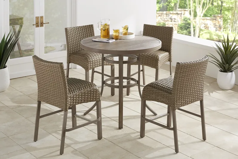 Siesta Key Gray 5 Pc 40" Round Balcony Height Outdoor Dining Set