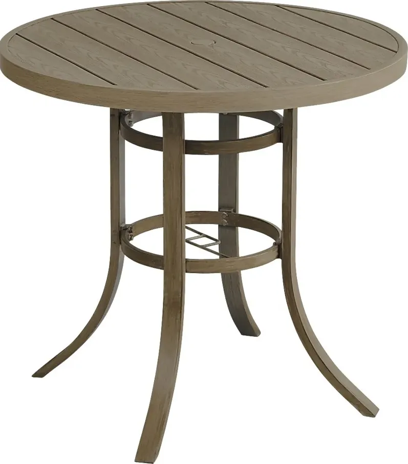 Siesta Key Gray 40" Round Balcony Height Outdoor Dining Table with Umbrella Hole