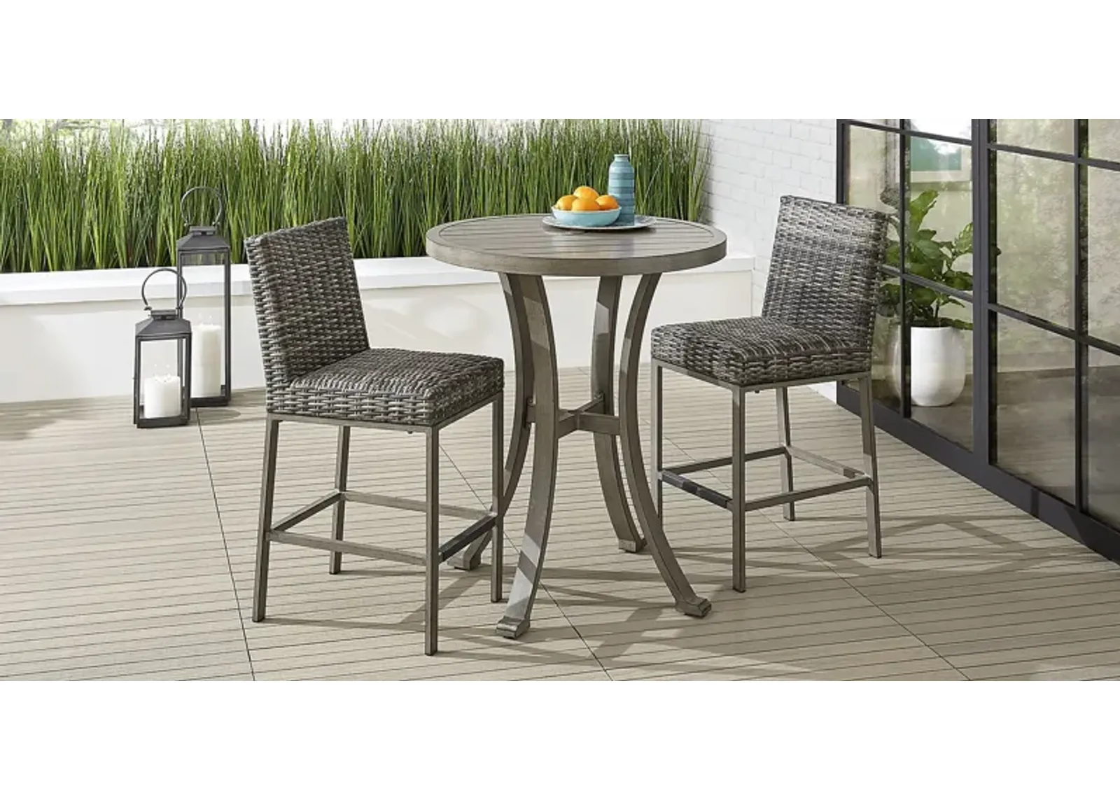 Montecello Gray 3 Pc 36 in. Round Bar Height Outdoor Dining Set