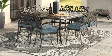 Lake Como Antique Bronze 9 Pc Square Outdoor Dining Set with Rivera Cushions