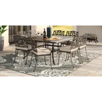 Lake Como Antique Bronze 9 Pc Square Outdoor Dining Set with Coconut Cushions