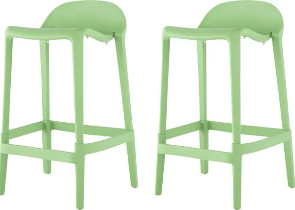 Outdoor Lulia Green Counter Stool, Set of 2