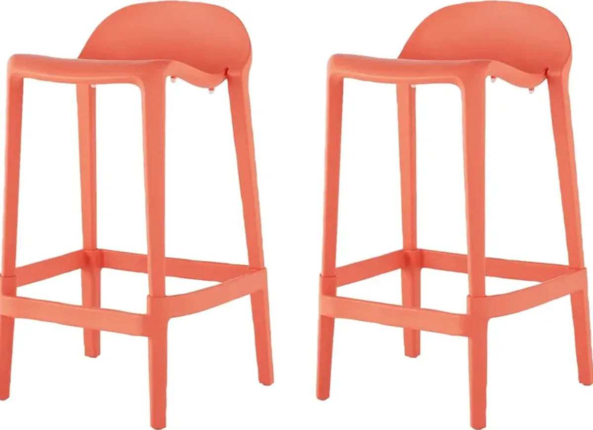 Outdoor Lulia Salmon Counter Stool, Set of 2