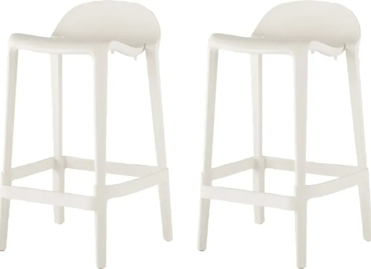 Outdoor Lulia White Counter Stool, Set of 2