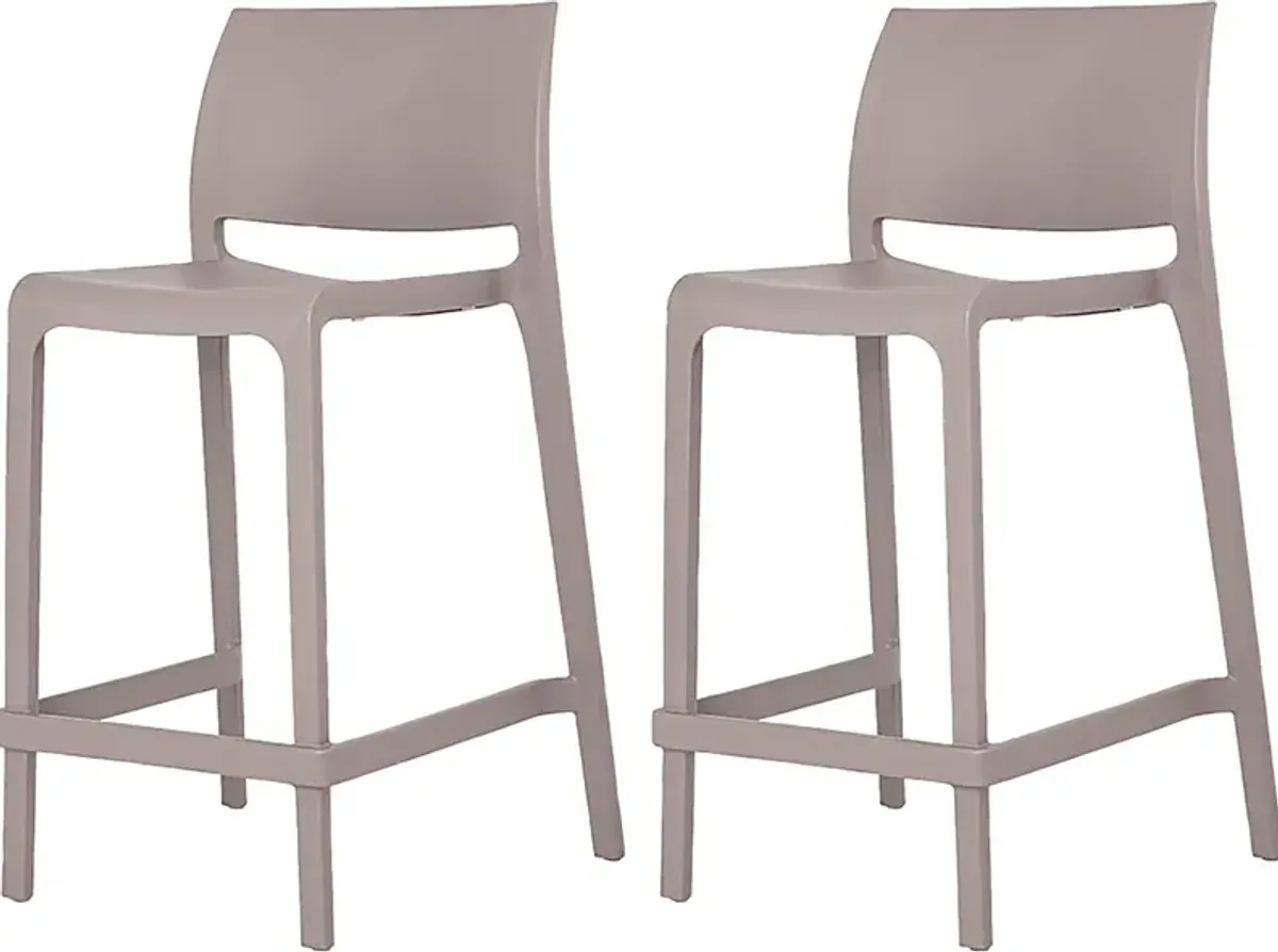 Outdoor Cayetana Taupe Counter Stool, Set of 2